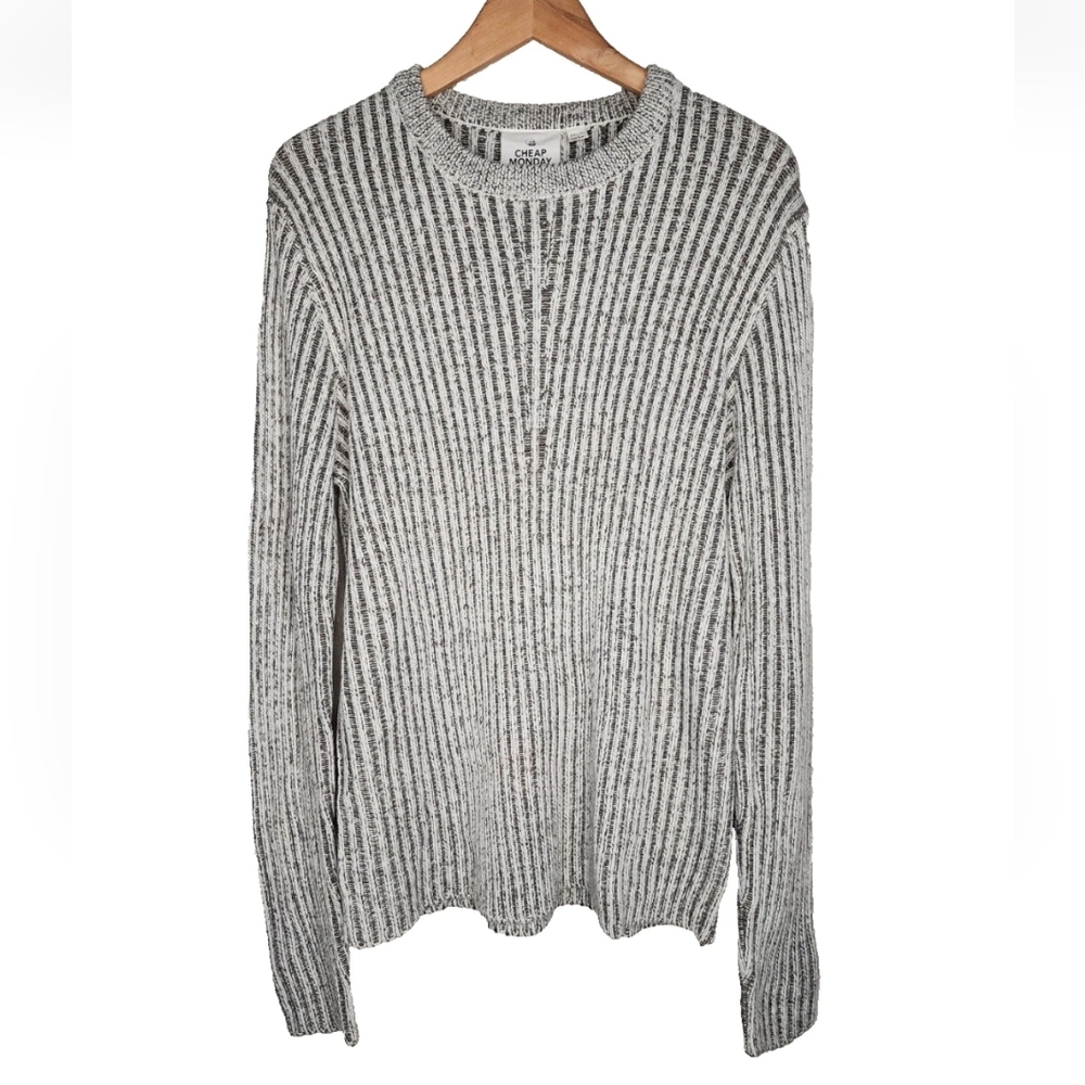 Cheap Monday Obvious Ribbed Knit Sweater in Gray Size M